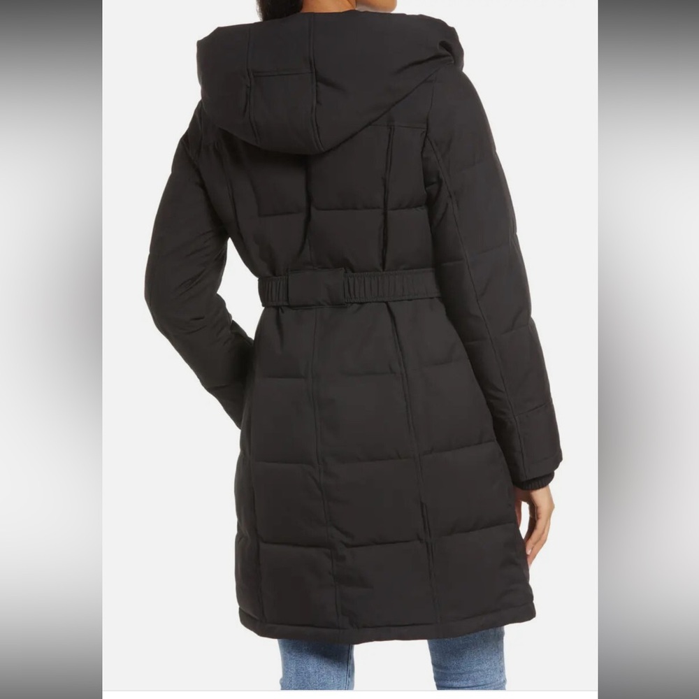 Sam Edelman Womens Belted Puffer Coat Black size L - Picture 4 of 9